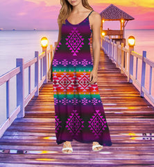 Powwow StoreGBNAT00680 Pattern Color Native  Maxi Dress
