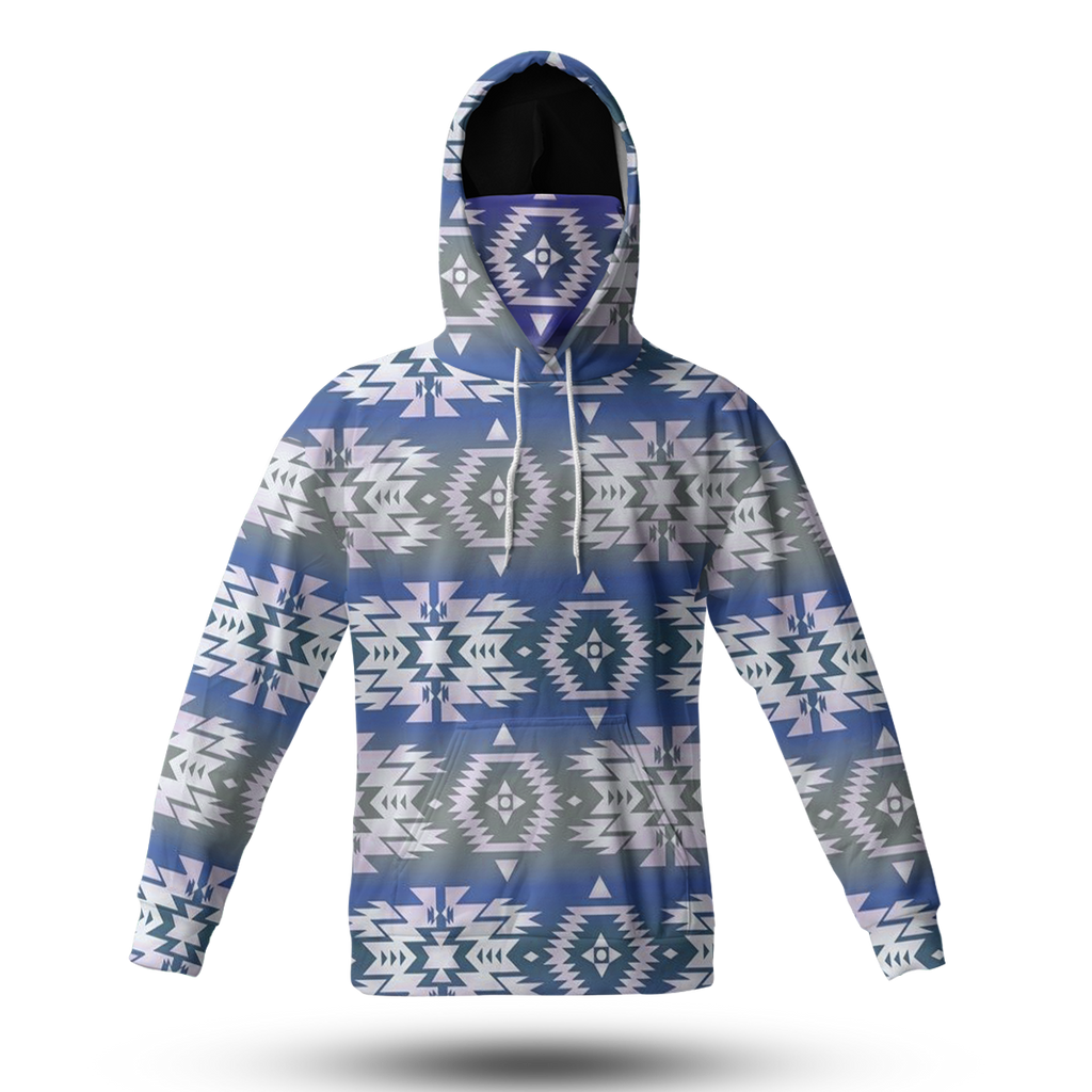 Powwow StoreHWM0032 Pattern Tribal Native 3D Hoodie With Mask