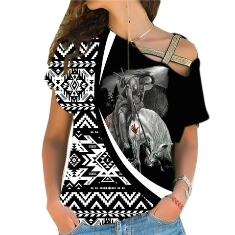 Powwow StoreCRS0001202 Native American Cross Shoulder Shirt