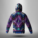 GB-NAT00380 Purple Tribe Pattern 3D Hoodie With Mask