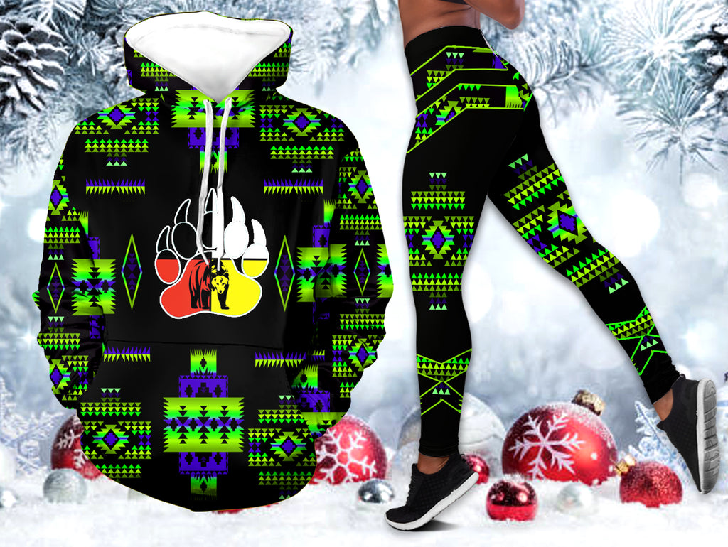 Powwow StoreHLS0031 Pattern Native American  3D Hoodie Legging Set