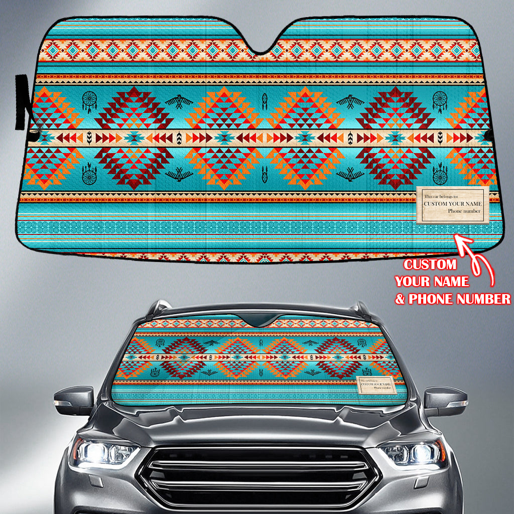 Powwow StoreGBNAT0008702 Pattern Native American Custom Name Auto Sun Shades