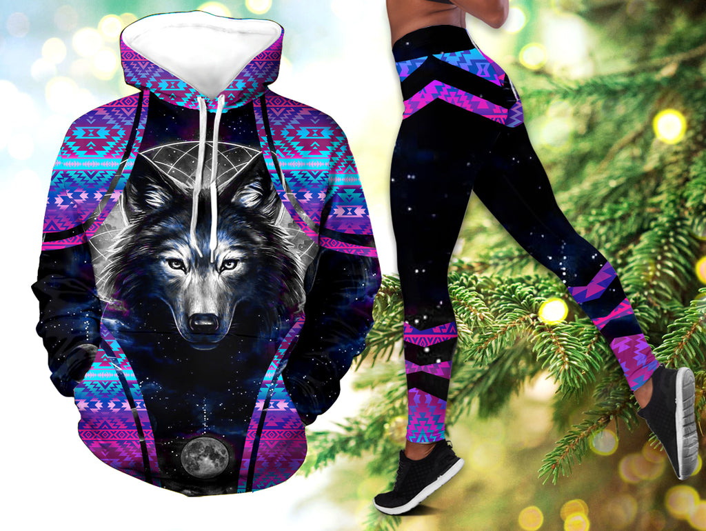 Powwow StoreHLS0032 Pattern Native American  3D Hoodie Legging Set