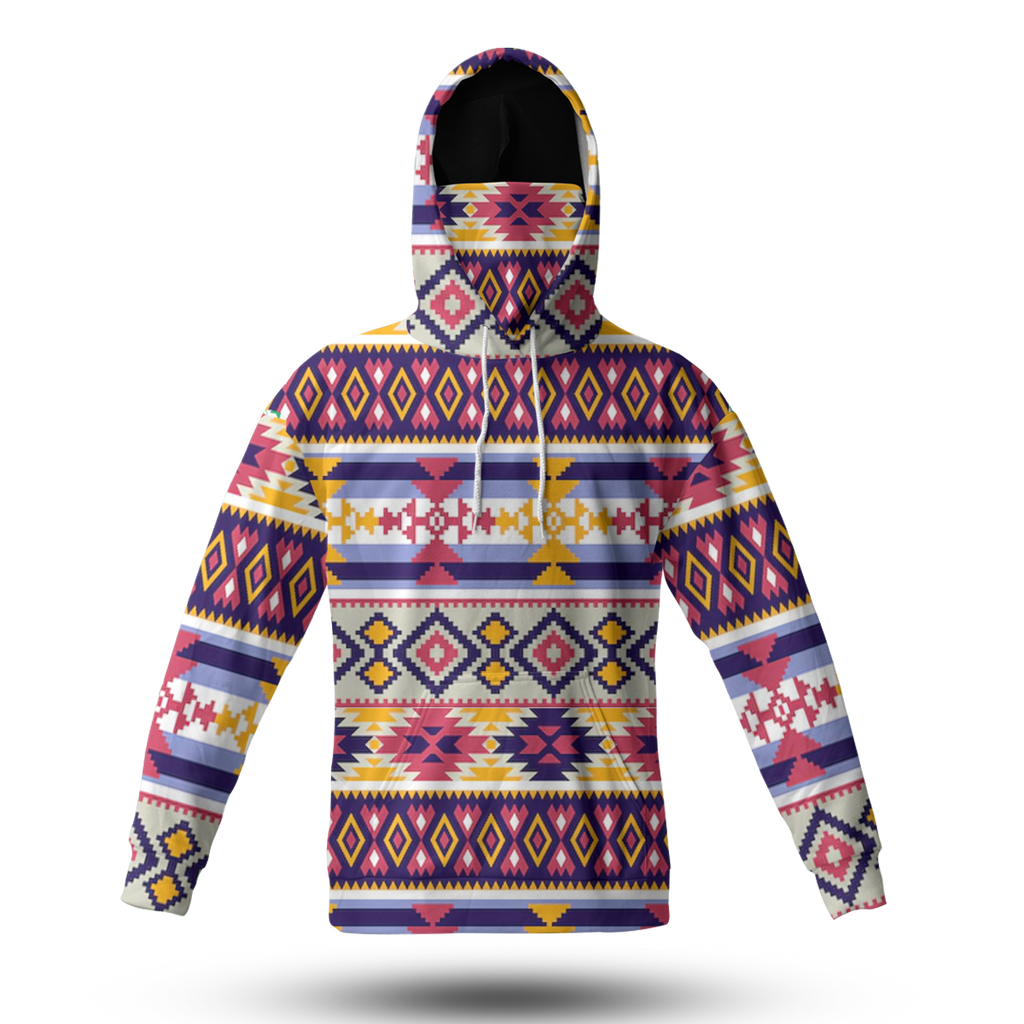 Powwow StoreHWM0034 Pattern Tribal Native 3D Hoodie With Mask