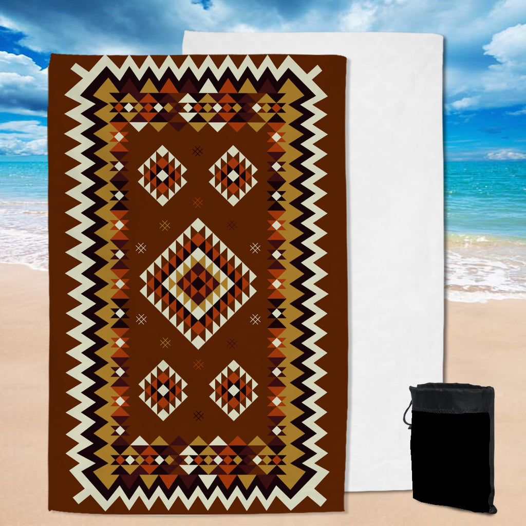 GB-NAT00415-02 Ethnic Geometric Brown Pattern Pool Beach Towel