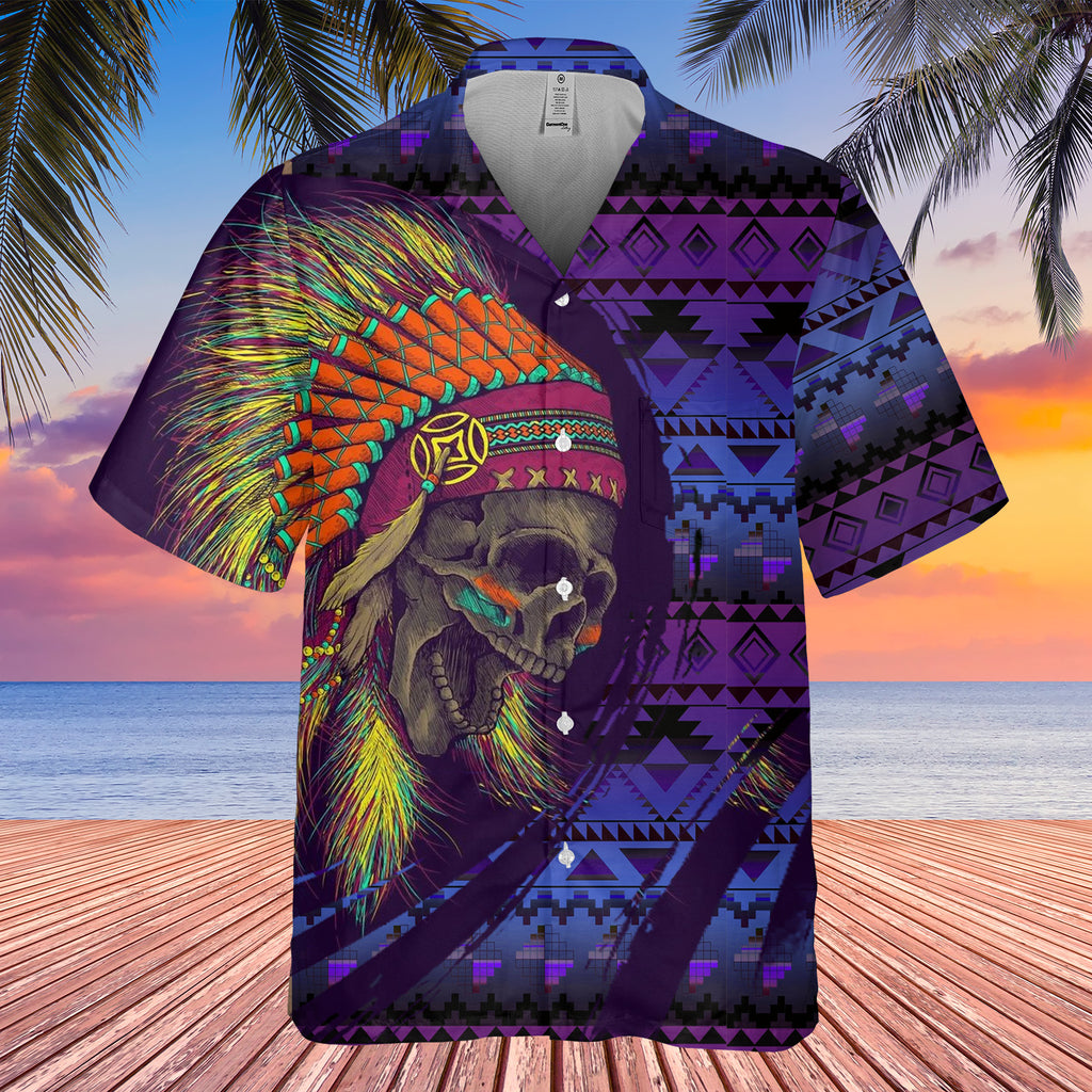 Powwow StoreGBHW000204 Tribe Design Native American Hawaiian Shirt 3D