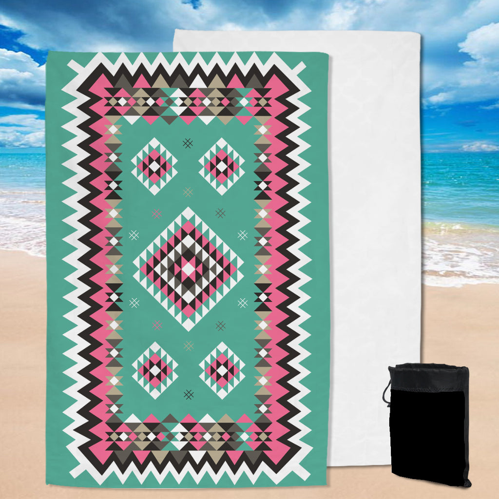 GB-NAT00415-03 Ethnic Geometric Pink Pattern Pool Beach Towel