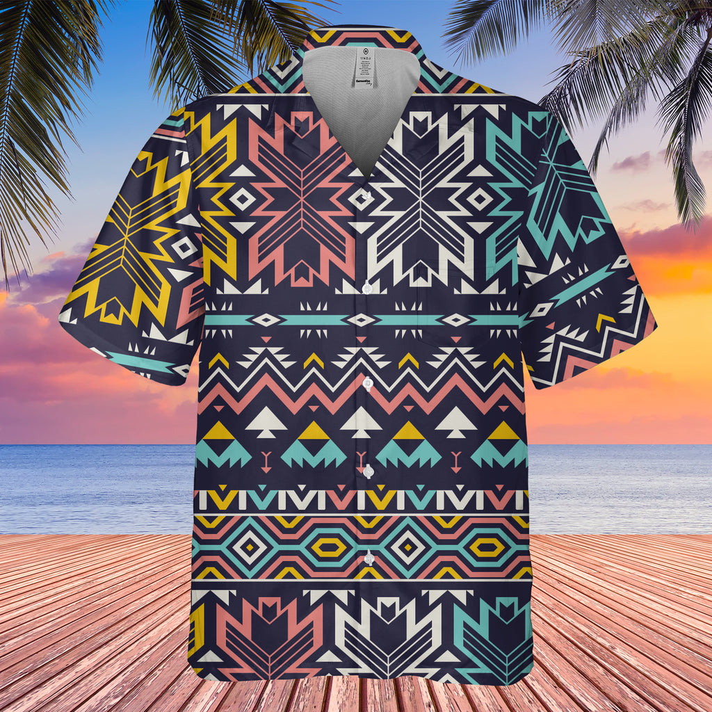 Powwow StoreGBHW00050 Pattern Black Hawaiian Shirt 3D