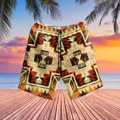 Powwow StoreGBNAT00022 Tribal Yellow Arrow Hawaiian Shorts