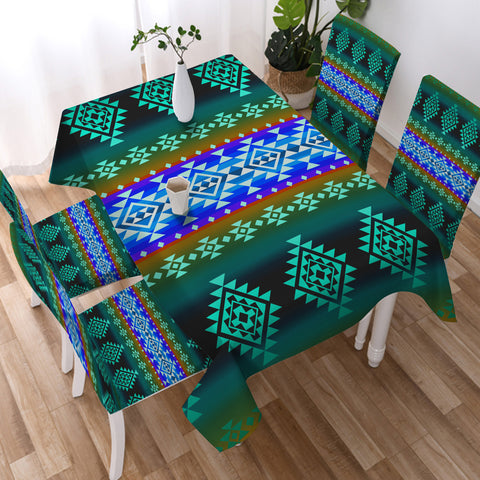 GB-NAT00680-02 Pattern Blue Native Tablecloth