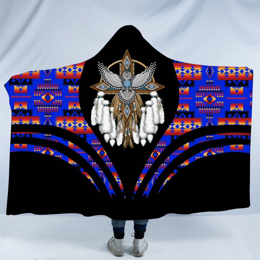 Powwow StoreHDB00137 Pattern Native American Design Hooded Blanket