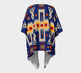 Blue Tribe Border Native American Draped Kimono - Powwow Store