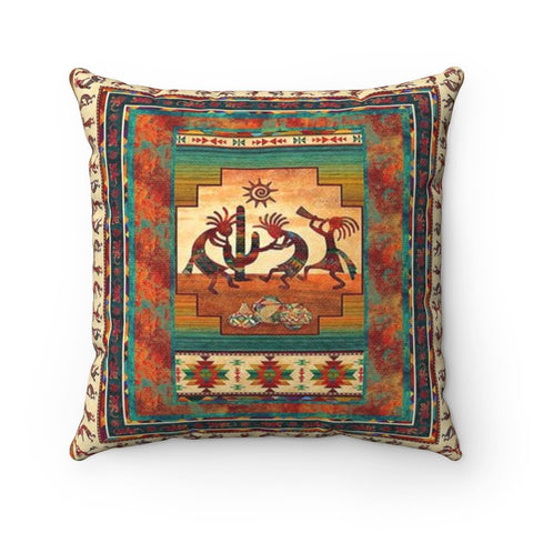 Kokopelli Myth Native American Spun Polyester Square Pillow