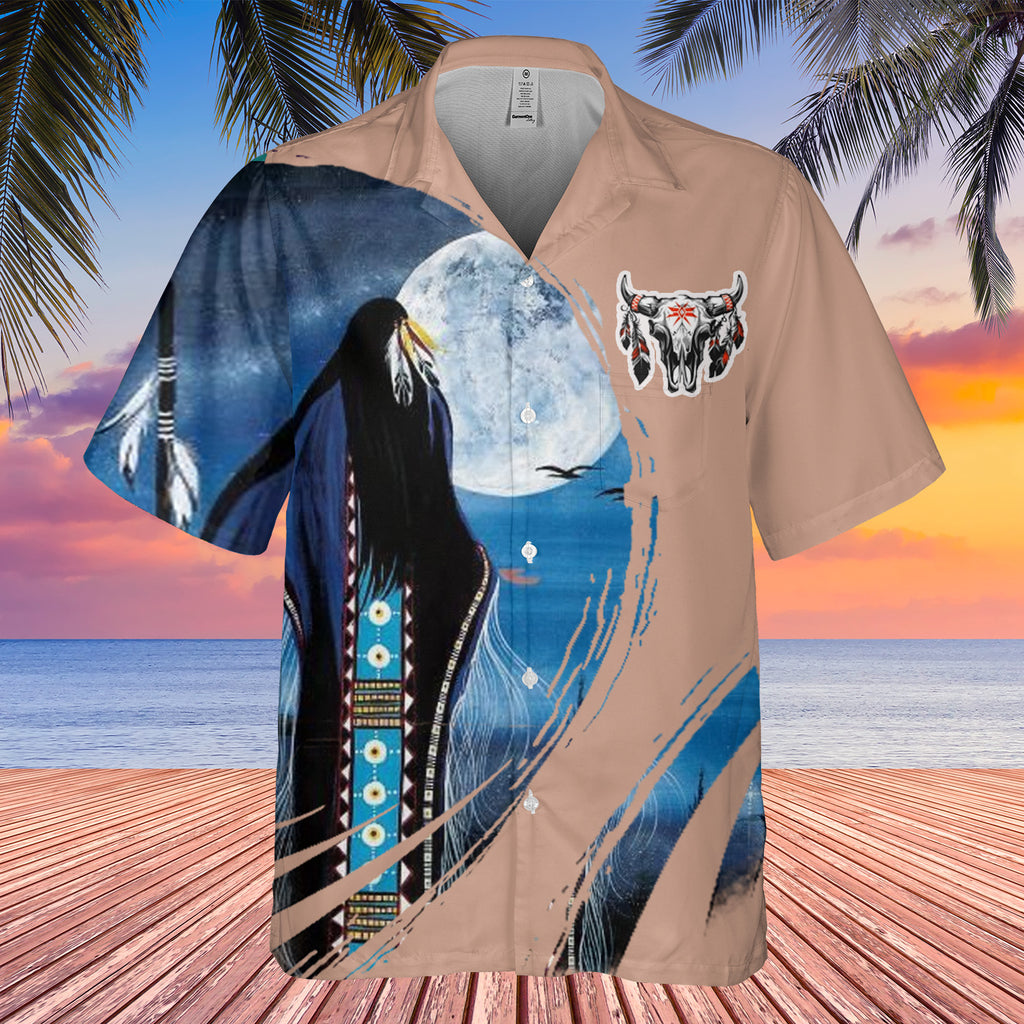 Powwow StoreGBHW000203 Tribe Design Native American Hawaiian Shirt 3D