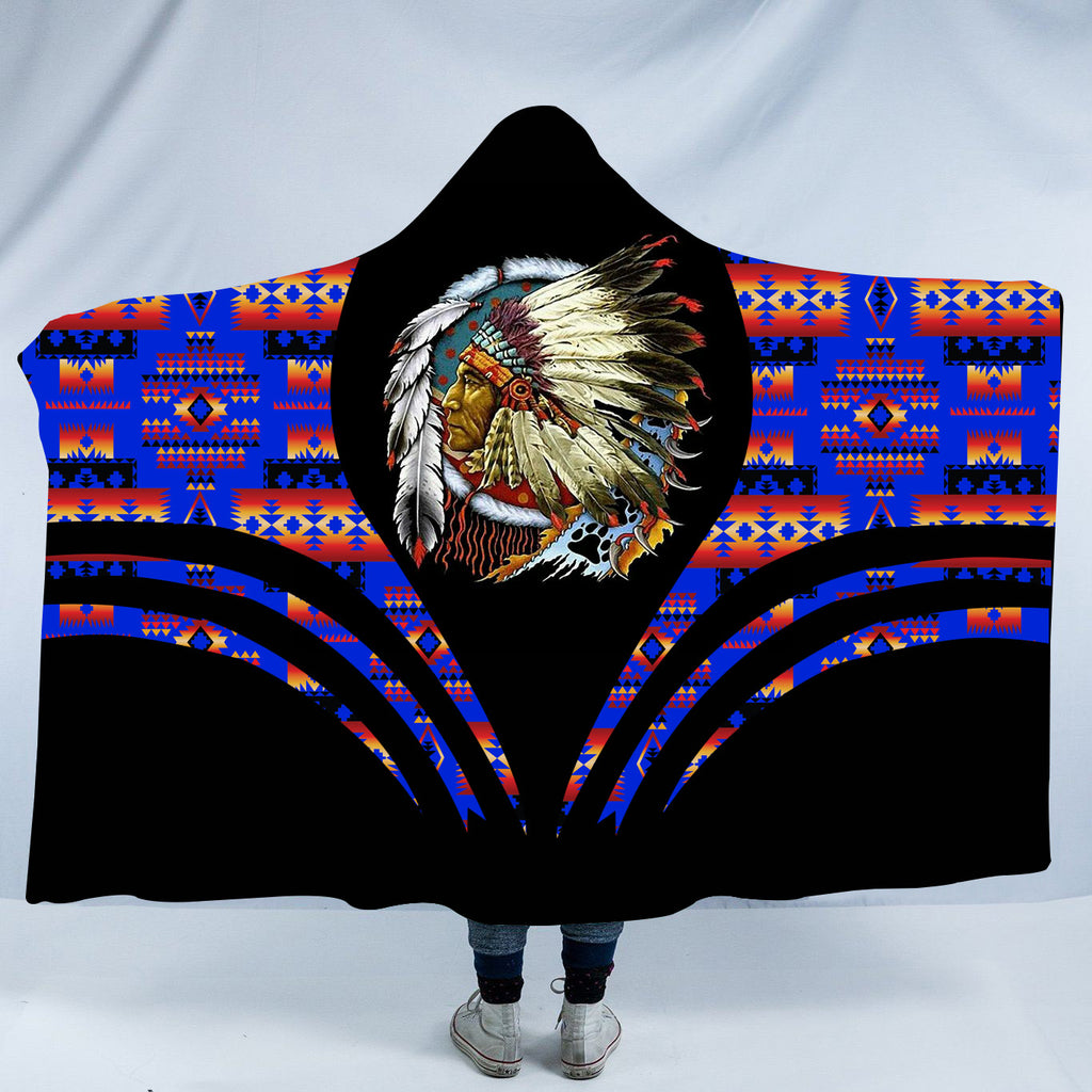 Powwow StoreHDB00131 Pattern Native American Design Hooded Blanket