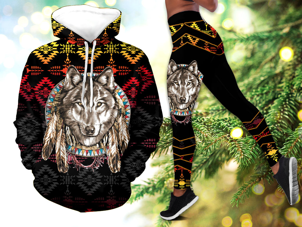 Powwow StoreHLS0033 Pattern Native American  3D Hoodie Legging Set