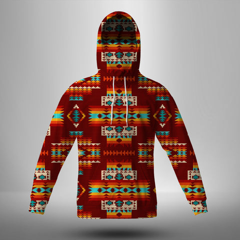 Powwow Store gb nat00402 02 red pattern native 3d hoodie with mask