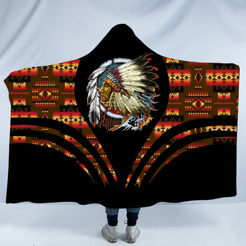 HDB00130 Pattern Native American Design Hooded Blanket