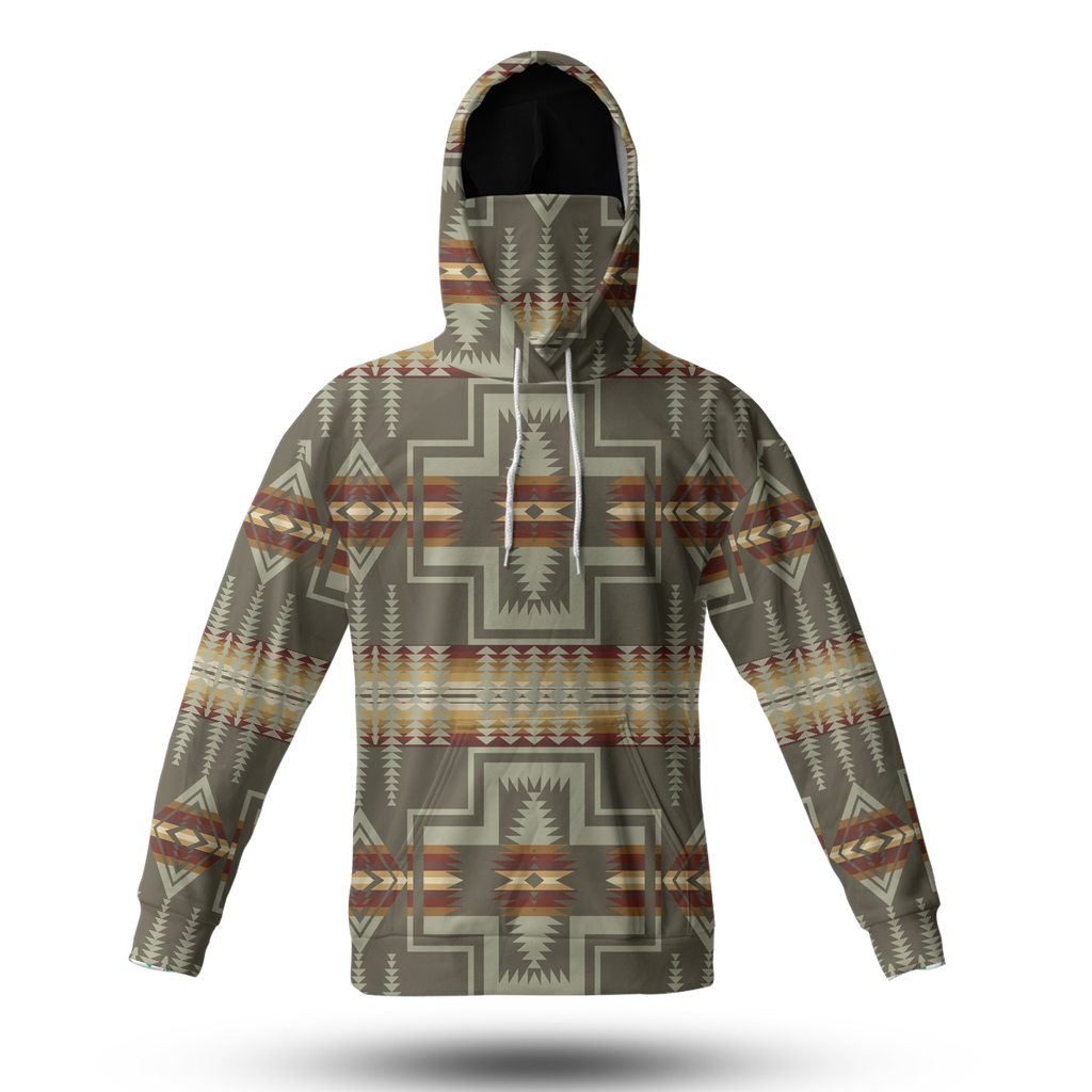 Powwow StoreHWM0036 Pattern Tribal Native 3D Hoodie With Mask