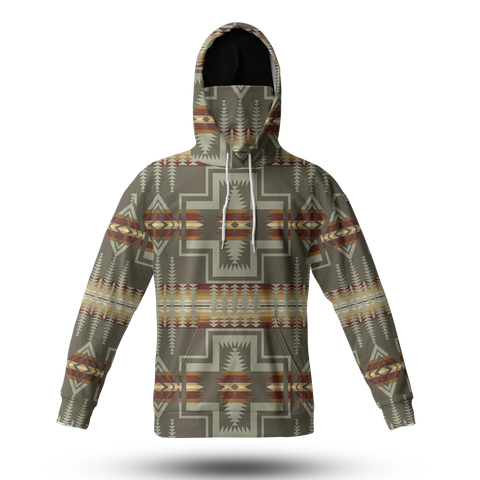 Powwow StoreHWM0036 Pattern Tribal Native 3D Hoodie With Mask