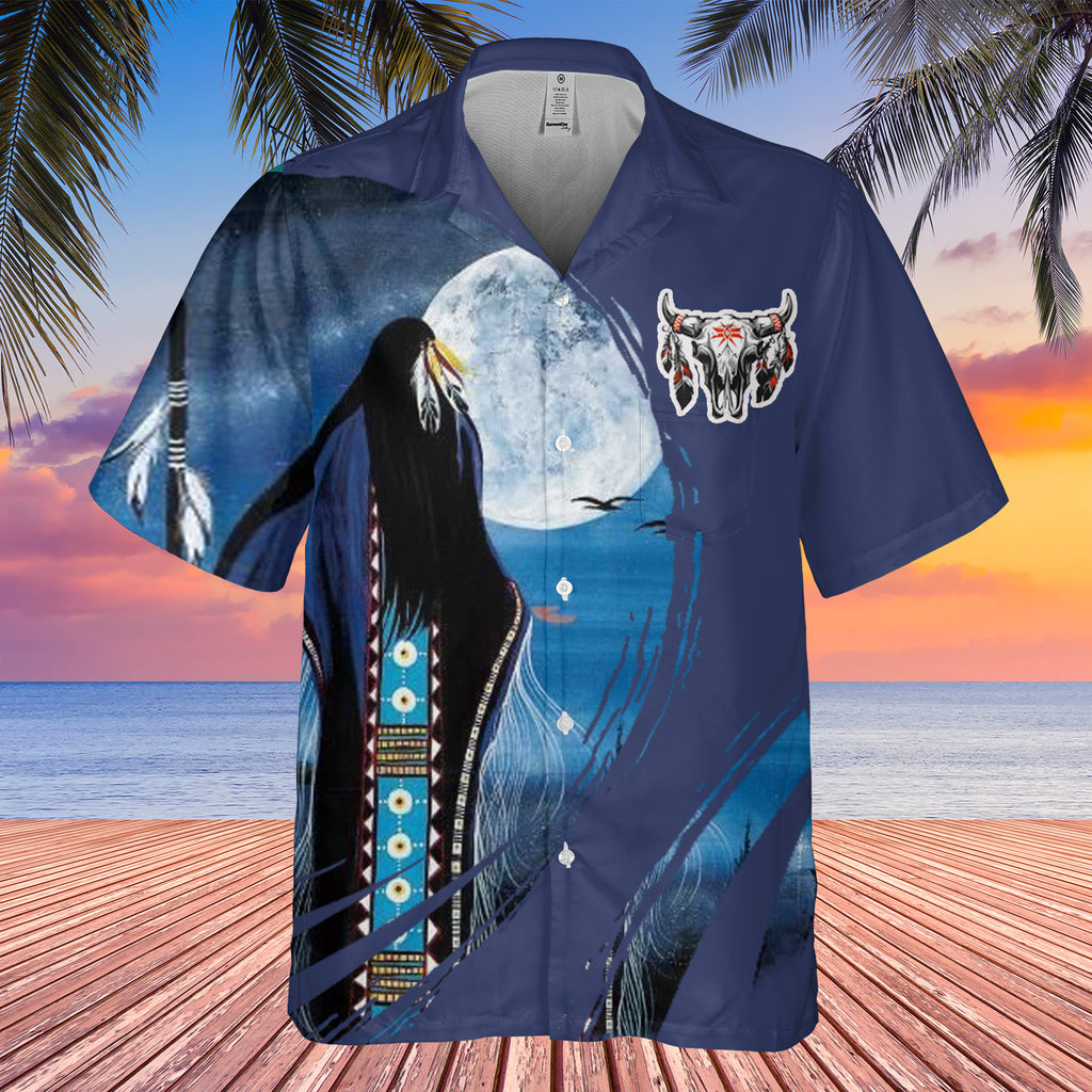 Powwow StoreGBHW000202 Tribe Design Native American Hawaiian Shirt 3D