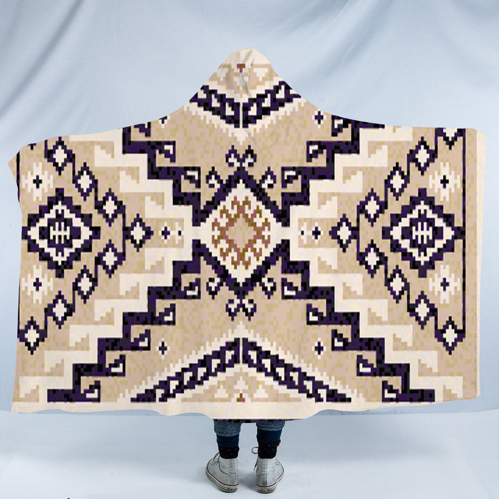 Powwow StoreHDB055 Pattern Native American Design Hooded Blanket