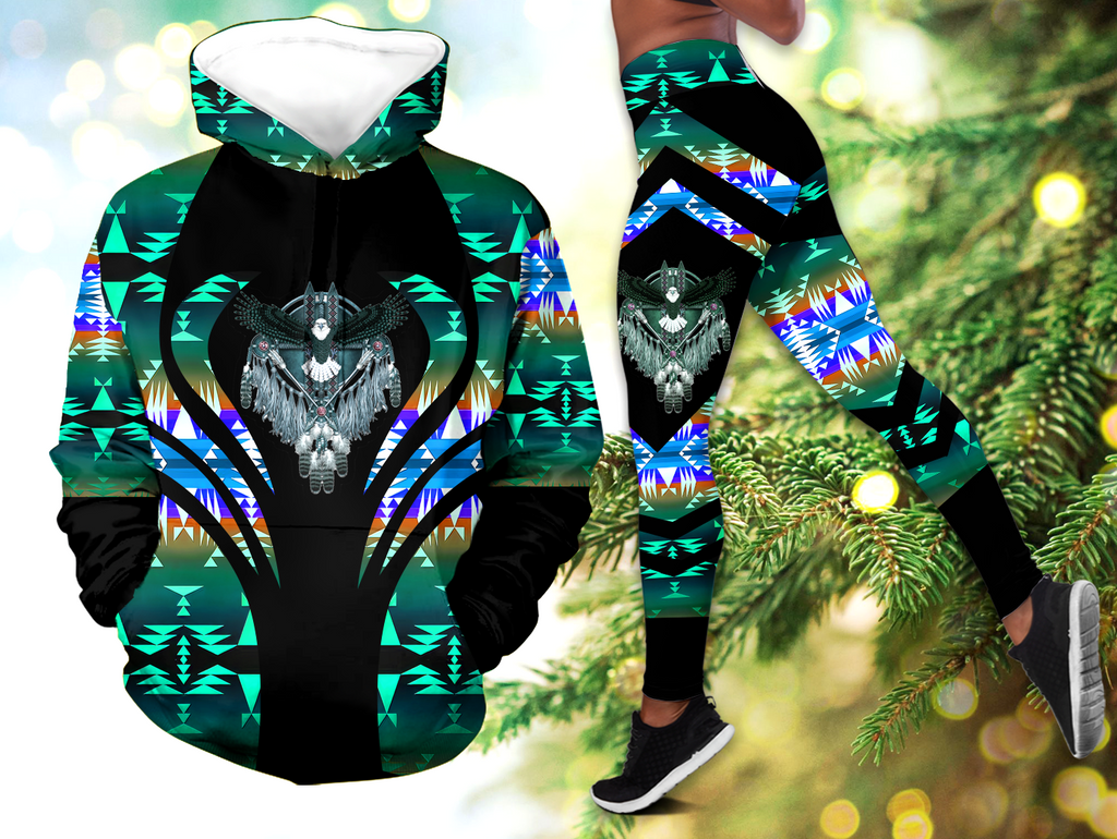 Powwow StoreHLS00298 Pattern Native 3D Hoodie Legging Set