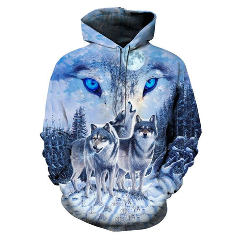 Blue Wolf Native American All Over Hoodie no link - Powwow Store