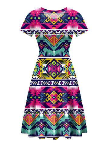 Powwow Store gb nat00071 full color thunder bird round neck dress