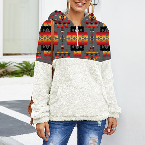 Powwow Store gb nat00046 11 gray tribe pattern native flannel hooded split hoodie