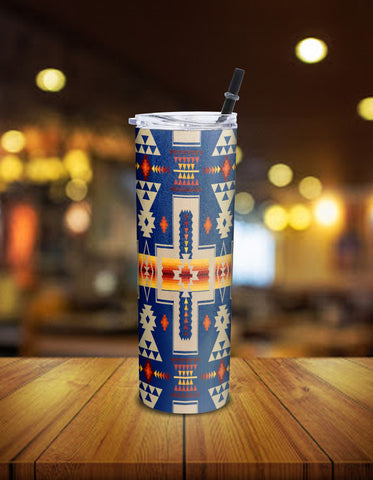 Powwow Store gb nat00062 04 navy tribe design native american skinny tumbler