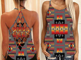 GB-NAT00046-11 Gray Tribe Pattern Native American Criss-Cross