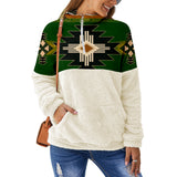 Powwow Store gb nat0001 southwest green symbol native american collar sweatshirt