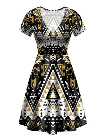 Powwow Store gb nat00612 retro color tribal round neck dress