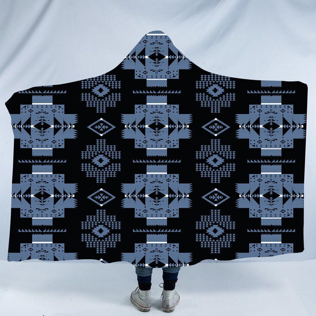 Powwow StoreGBNAT0072005 Pattern Native American Design Hooded Blanket