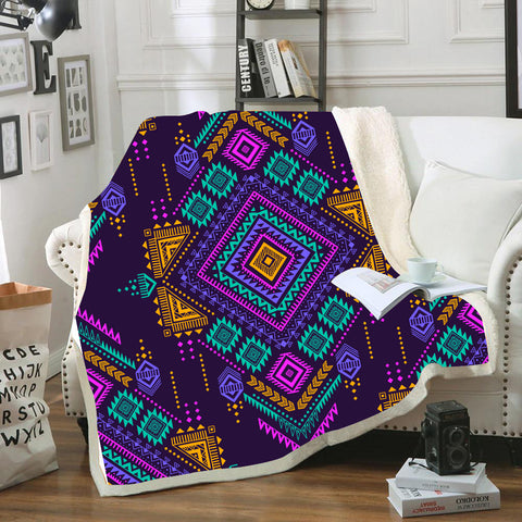 GB-NAT00581 Seamless Multicolored Tribal Blanket