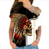 GB-NAT00132 Skull Native American Cross Shoulder Shirt