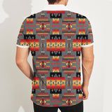 GB-NAT00046-11 Gray Tribe Pattern Native American Polo T-Shirt 3D