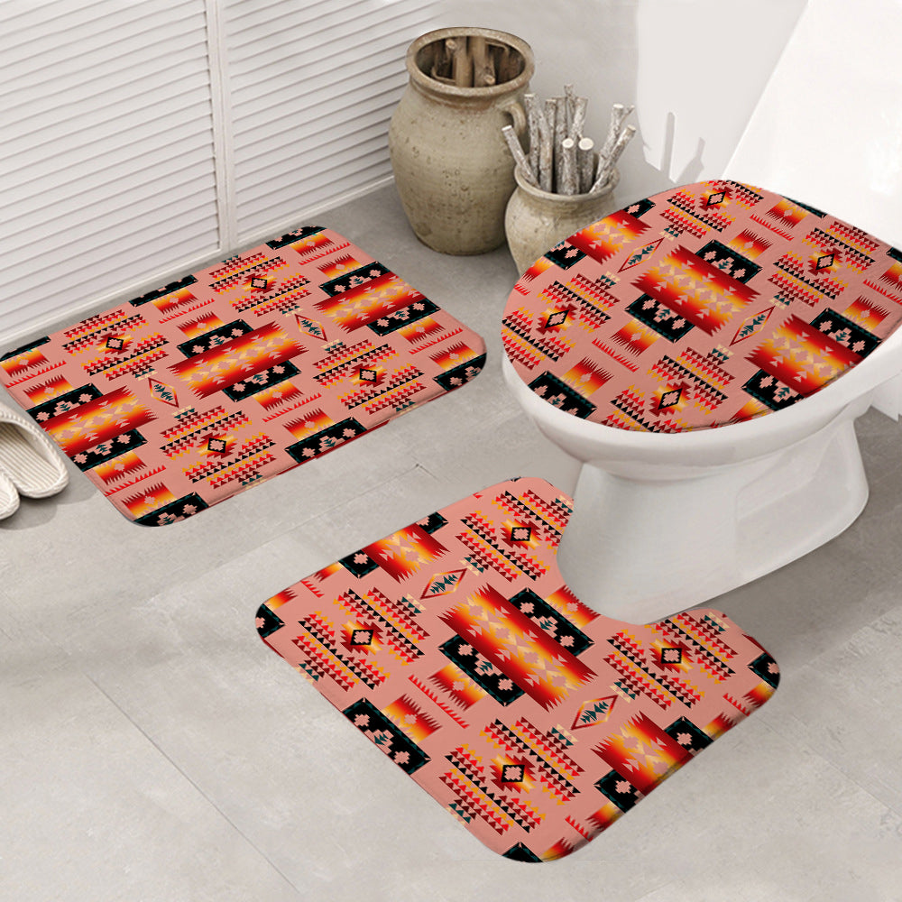 GB-NAT00046-16 Tan Tribes Pattern Native American Bathroom Mat 3 Pieces - Powwow Store