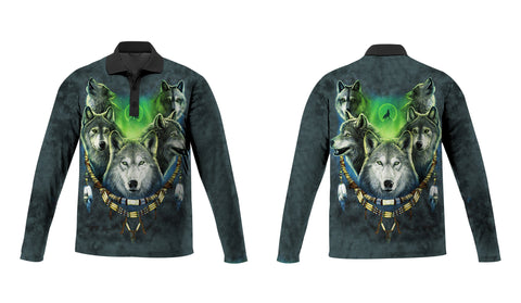 GB-NAT00267 Wolf Pack Moon Light All Polo Long Sleeve