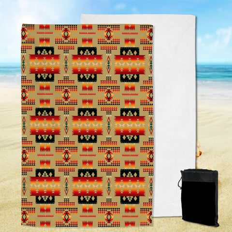 GB-NAT00046-15 Light Brown Tribe Pattern Native American Pool Beach Towel