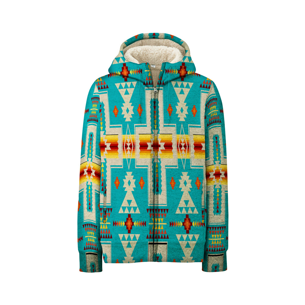 GB-NAT00062-05 Turquoise Design Native 3D Fleece Hoodie