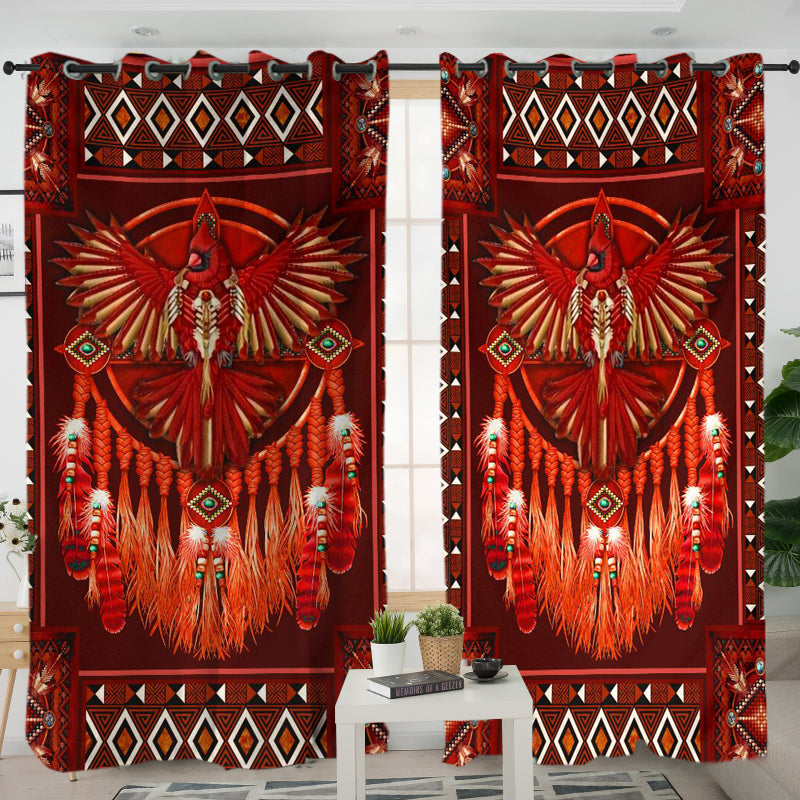 LVR0006 - Red Thunderbird Mandala Native American Living Room Curtain