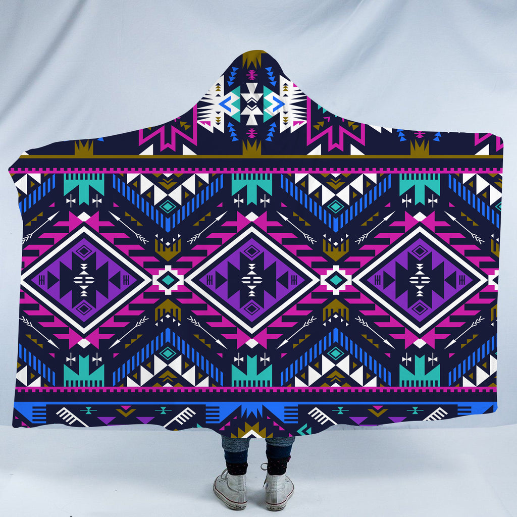 Powwow Store gb nat00380 purple tribe pattern hooded blanket