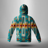 GB-NAT00062-05 Turquoise Tribe Design Native American 3D Hoodie With Mask