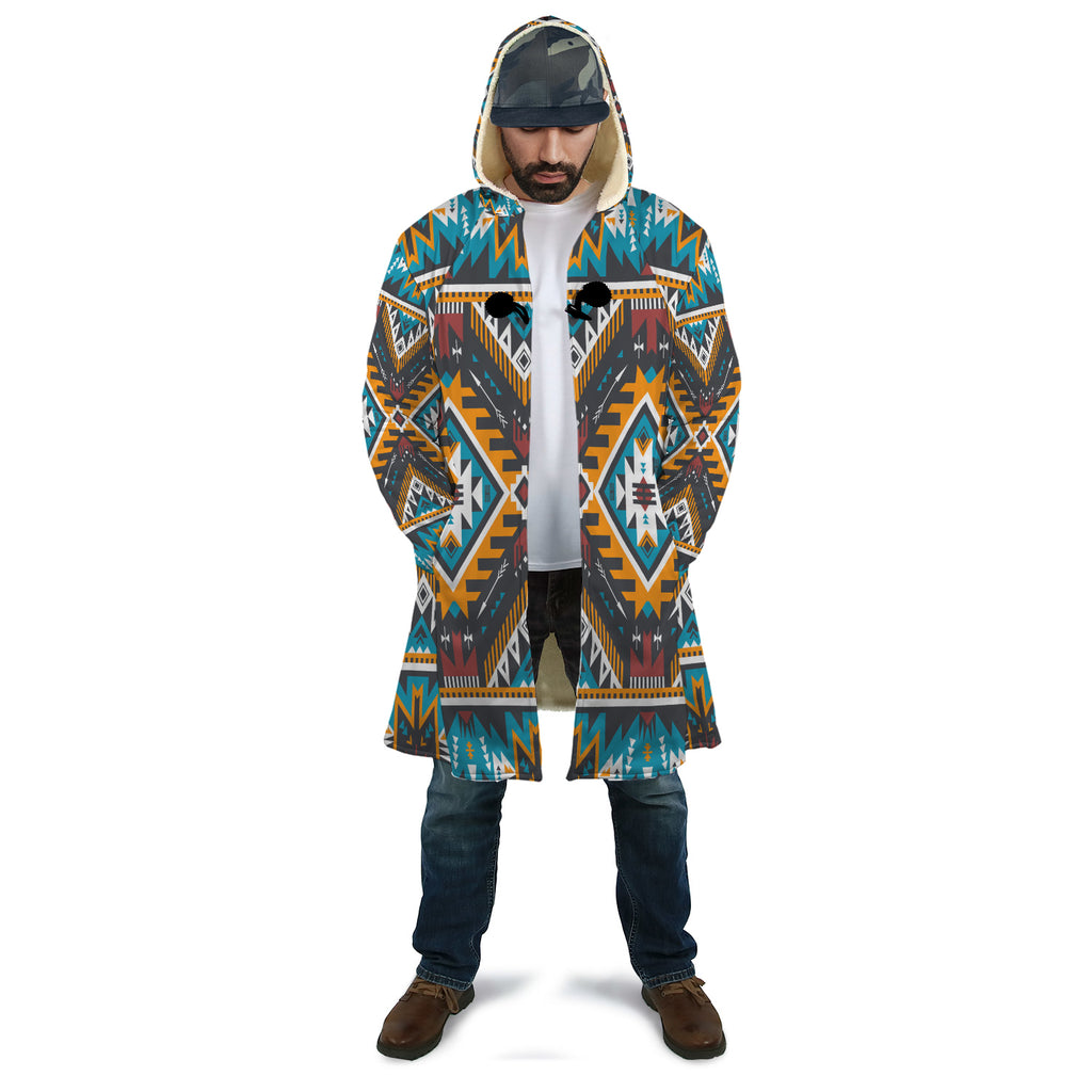 Aztec Rope Cloak GB-NAT00406 Yellow Aztec Geometric AOP Cloak – Powwow Store