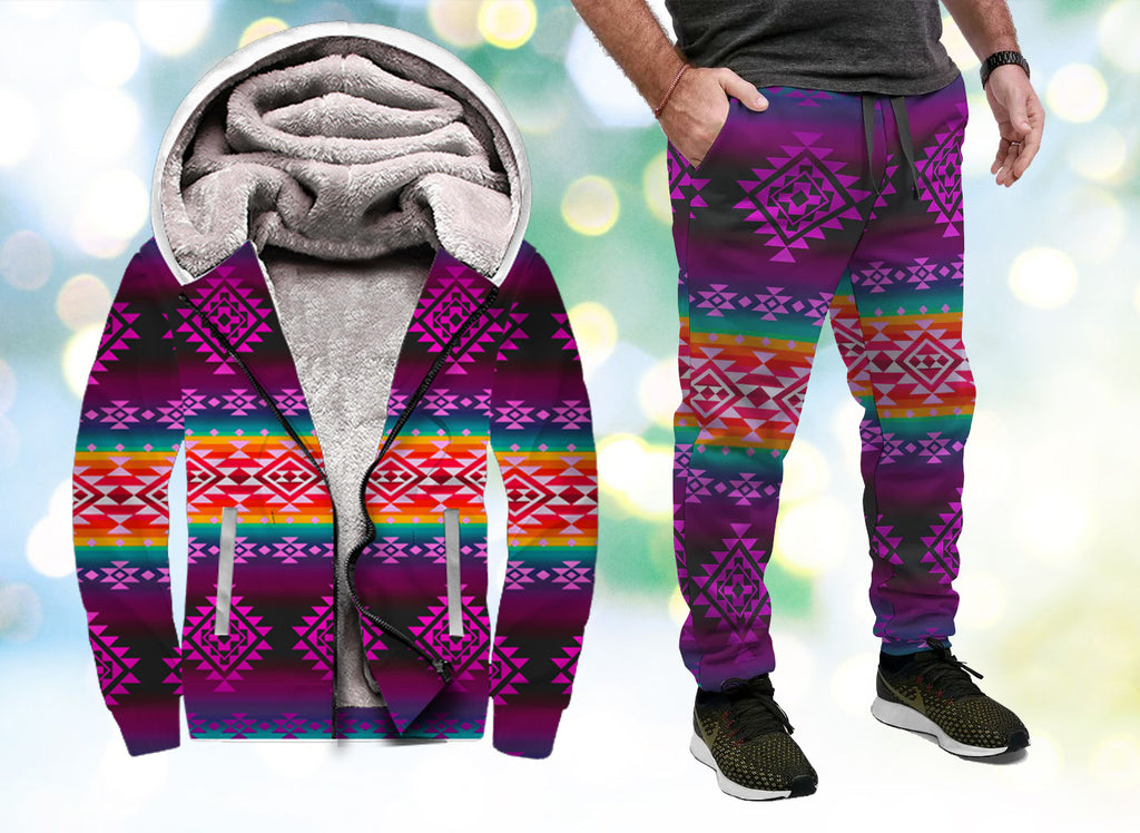 GB-NAT00680 Pattern Native American Fleece Hoodie Jogger