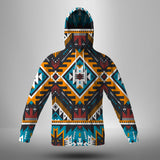 GB-NAT00406 Yellow Aztec Geometric 3D Hoodie With Mask