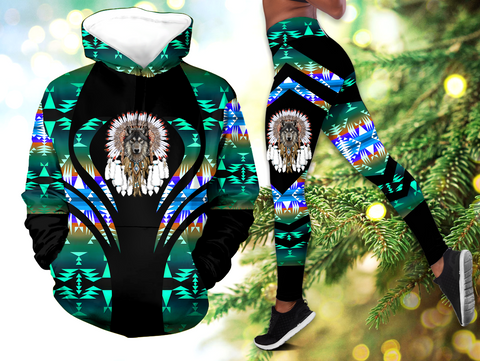 Powwow StoreHLS00300 Pattern Native 3D Hoodie Legging Set