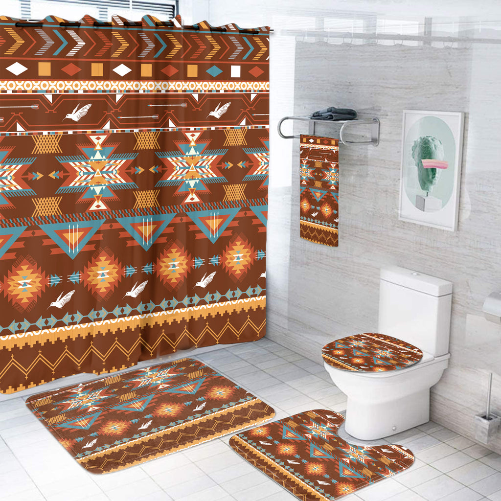 Powwow Store gb nat00576 pattern color orange bathroom set